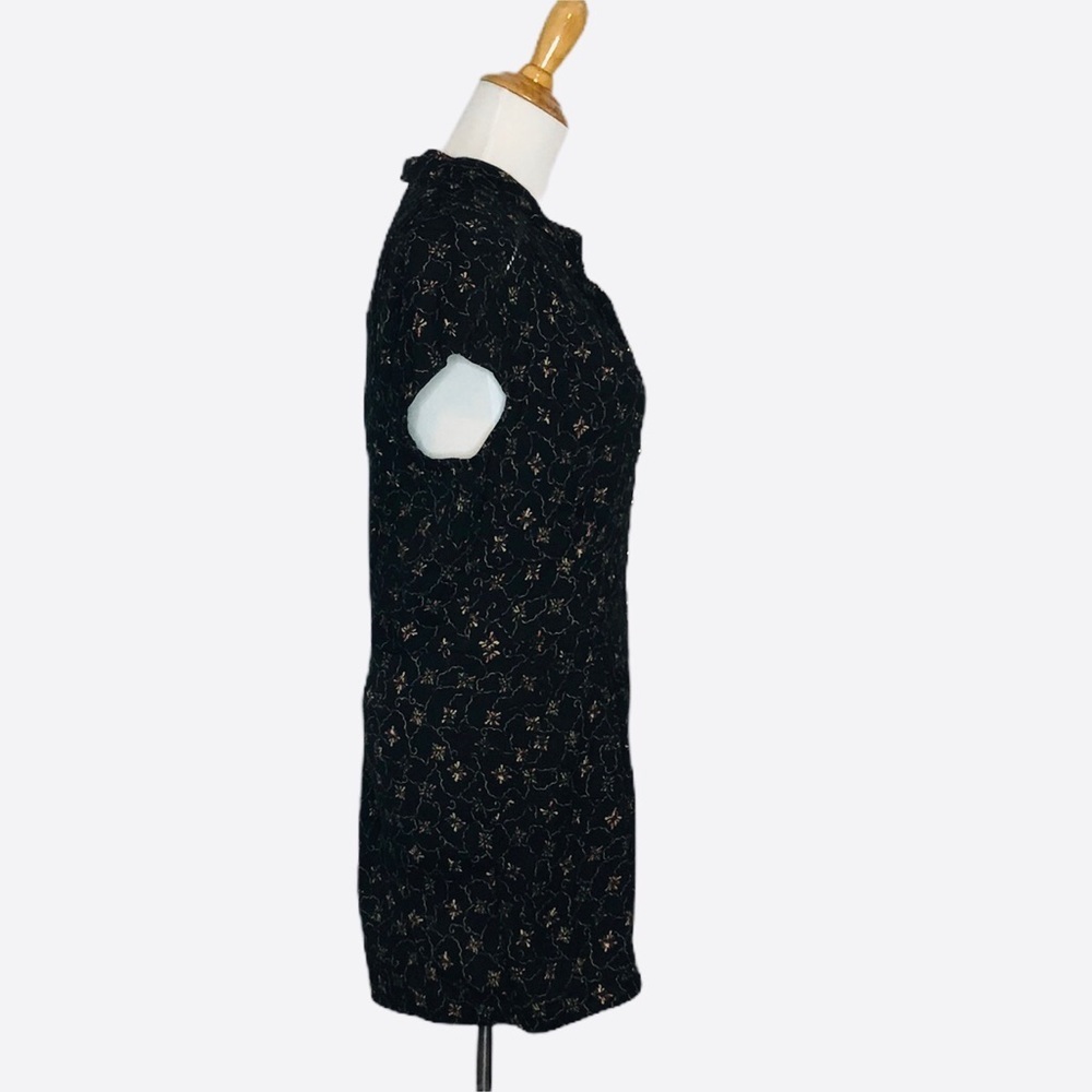 Free People Black Floral Button Front Romper m - Picture 3 of 8